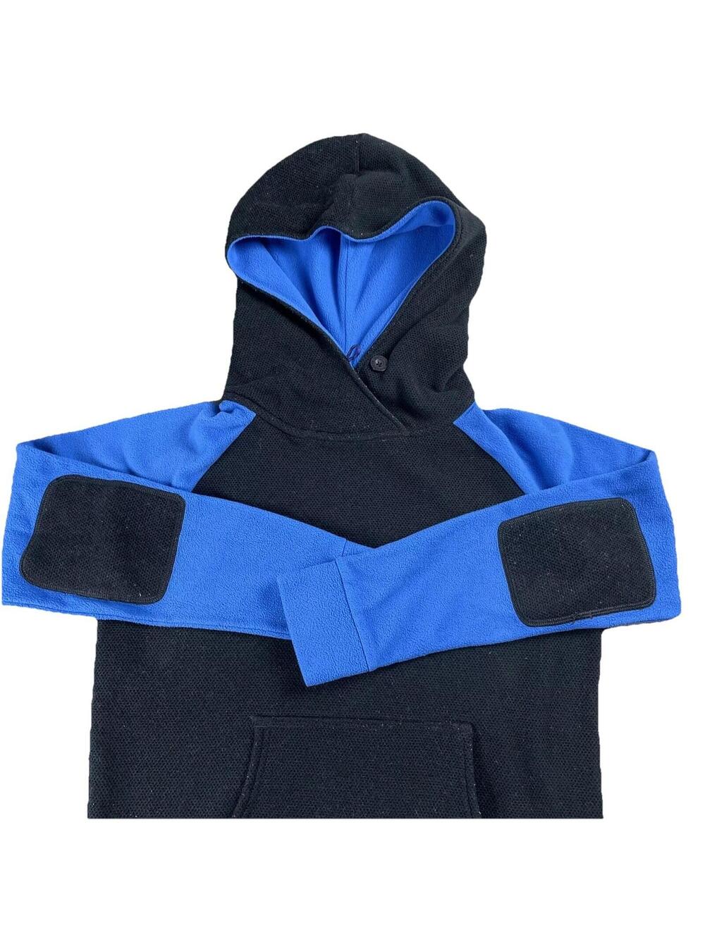PATAGONIA Women's Small Micro D Hoody Blue Black Pullover Fleece Hoodie Jacket